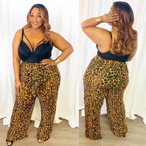 NWT Sheer Cheetah Print Pants - Picture 1 of 1